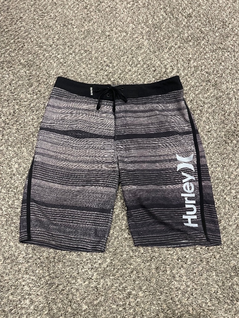 Hurley Phantom Striped Board Shorts - Gray & Black Waist 29 inches